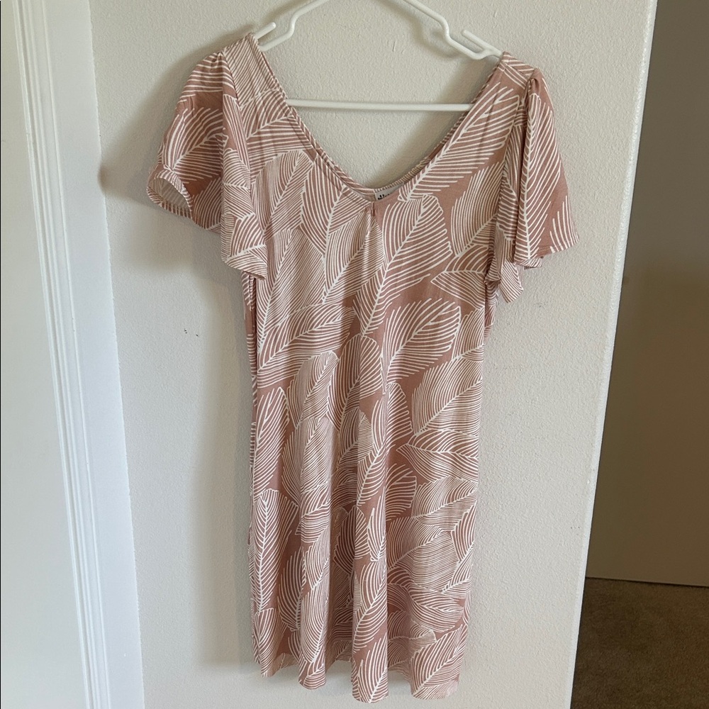 Vermilli mini dress mauve and white leaf print